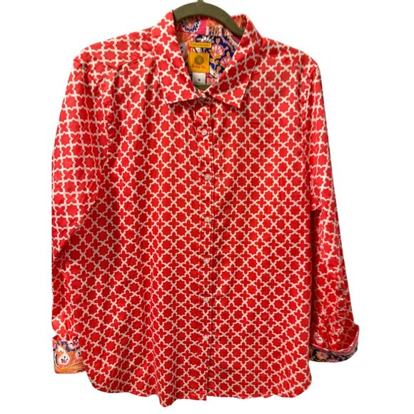 Ruby Rd. Wrinkle Resistant Button-Up Shirt Size 16 100% Cotton multi white blous - Picture 7 of 12